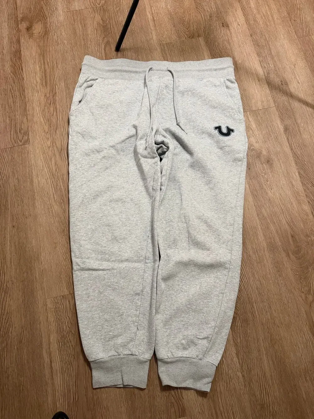 True Religion Jogger Sweatpants Mens Large Gray Fleece Logo Lounge Athletic